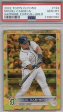 2022 TOPPS CHROME SAPPHIRE GOLD REFRACTOR MIGUEL CABRERA CARD #194 SP/50 PSA 10
