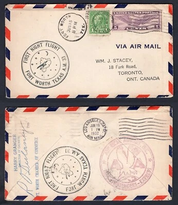 USA Fort Worth Texas 1932 First Night Flight Cover. Signed by Cachet Director - Image 1 of 3