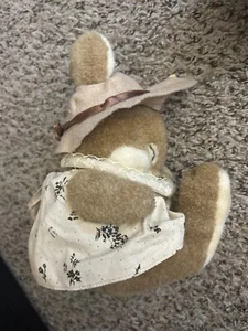 Vintage Sleeping Baby Bunny Mohair Plush W/ Dress & Hat/ softees Gemini Toys - Picture 1 of 9