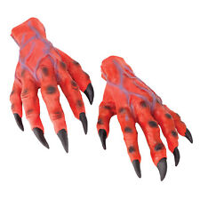 Devil Hands Latex Red Adult Mens Halloween Fancy Dress Accessory