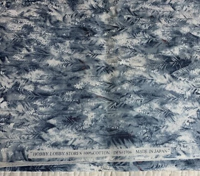 1 Yard HOBBY LOBBY Blue Christmas Spruce Snow 100% Cotton Japan - Image 1 of 4