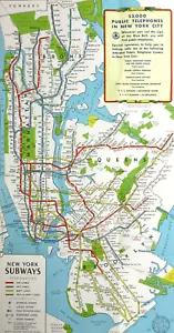 Mappa metropolitana New York seconda guerra mondiale campana centro telefonico forze armate guida tascabile anni 40 - Foto 1 di 10