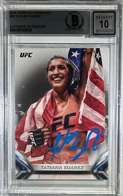 Tatiana Suarez auto card 2018 Topps knockout #92 UFC BAS Encapsulated auto 10 - Image 1 of 3