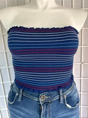 Tubo de tetas para mujer Arizona mediano de verano a rayas azules Foto 1 de 3