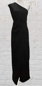 Calvin Klein Black Draped One Shoulder Formal Dress Gown Wedding Guest XL 16 - Picture 1 of 11