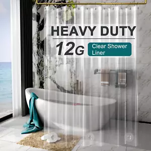 Heavy Duty Shower Curtain Liner 12 Gauge, 72 X 96 Inches Clear Shower Curtain Li - Picture 1 of 12