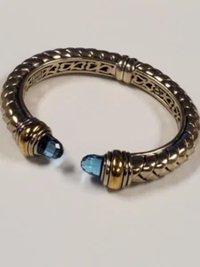 Bracciale Scott Kay autentico sterling e topazio blu 18 carati con cerniera - Foto 1 di 9