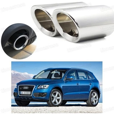 Punta de silenciador de escape de coche 2 piezas moldura de tubo de escape plateada para Audi Q5 2009-2012 #3030 Foto 1 de 4