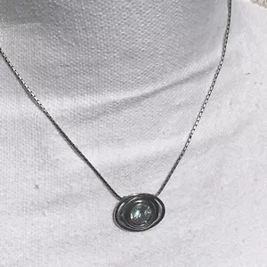 Bili Sterling Silver Crystal Rhinestone Necklace Pendant Spiral Nest Brutalist - Picture 1 of 8