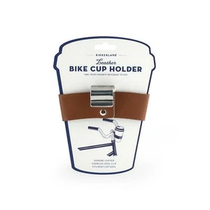 Kikkerland Genuine Leather Bike Cup Holder Retro Steel Cycling Accessories Gift - Picture 1 of 2