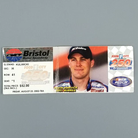 NASCAR 2002 Ticket Stub Busch Series Food City 250 Kevin Harvick Jimmy Spencer Cover