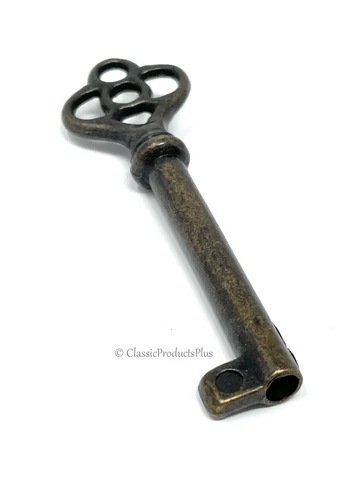 KY-3AB (Antique Brass) Skeleton Key Hollow Barrel Key Reproduction Cover