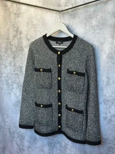 RRP 440$ ME + EM Chevron Pattern Round Neck Knitted Jacket Women's Size M - Picture 1 of 12