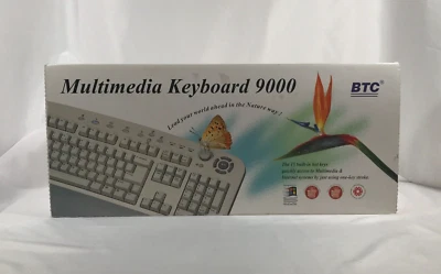 BTC Multimedia Keyboard 9000 With Palmrest Original Box NO CD DISC Clean Tested - Image 1 of 4