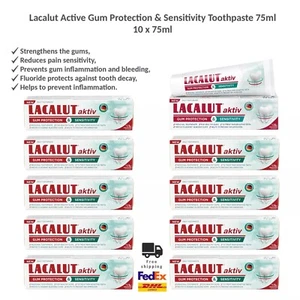 Lacalut Aktiv Gum Protection & Sensitivity Toothpaste Prevents Bleeding 10x75ml - Picture 1 of 4