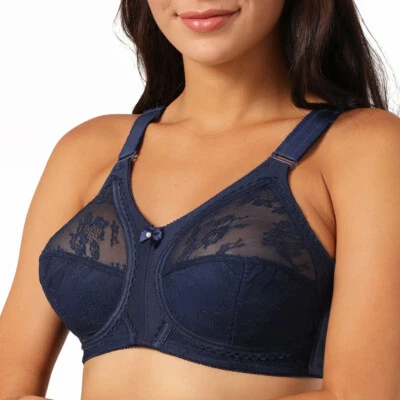 Women Full Coverage Lace Lingerie Wire Free Non-padded Plus Size Bra 36-50 A-E - Image 1 of 4