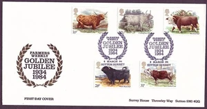 1984 British Cattle Farmers Weekly Golden Jubilee offizieller Ersttagsbrief. - Bild 1 von 2