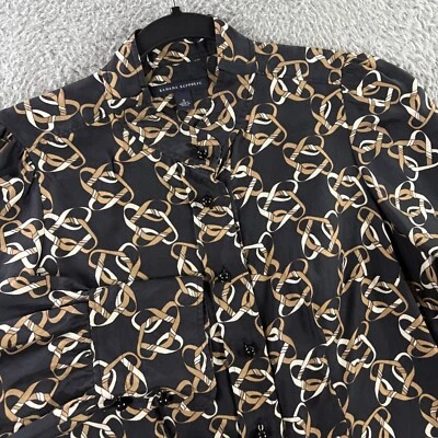 Camisa Top de Seda Banana Republic Talla S Bit and Bridle Riendas Ecuestre Dinero Antiguo Foto 1 de 4