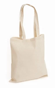 Pack of 1/3/5/10/25/50 cotton tote bags natural handle canvas shopping bag lot - Picture 1 of 1