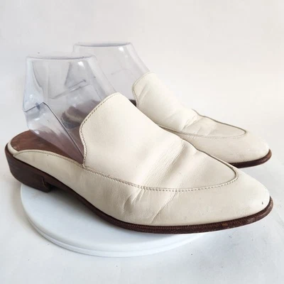Mocasín Madewell Mules Frances Crema Talla 7.5 Cuero Sin Cordones Planos Preppy Boho Foto 1 de 4