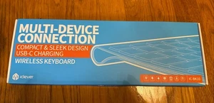 iClever IC-BK10 Silver Multi Device Ultra Slim Rechargeable Wireless Keyboard - Picture 1 of 4