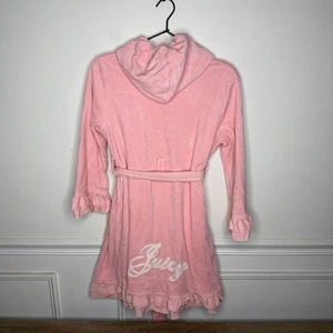 Vintage Y2K Juicy Couture Rosa Spruch Rüschen Kapuze Frottee Morgenmantel M - Bild 1 von 11