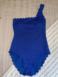 Traje de baño Aerie borde festoneado cobertura completa de una pieza azul talla pequeña baño - Imagen 1 de 4