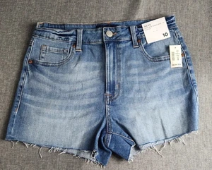 Aeropostale Shorts Distress Stretchy Curvy High Rise Midi 3 Denim Blue Womens 10 - Picture 1 of 10