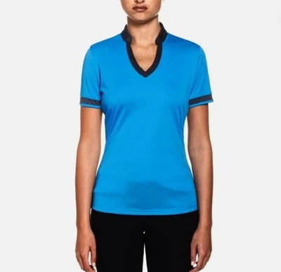 Polo de golf Callaway para mujer bloque de color azul cuello estrella de mar Opti-Dri talla L nuevo con etiquetas Foto 1 de 4