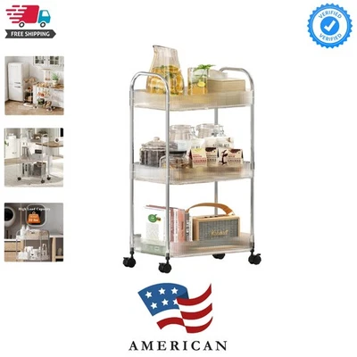 Elegant 3-Tier Rolling Cart - Clear Acrylic Storage Organizer for Versatile Use - Image 1 of 4