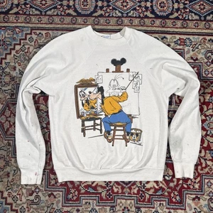 Vintage 80s Goofy Norman Rockwell White Sweatshirt Size Medium Vtg  - Picture 1 of 11