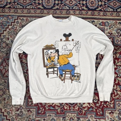 Vintage 80s Goofy Norman Rockwell White Sweatshirt Size Medium Vtg  - Image 1 of 4