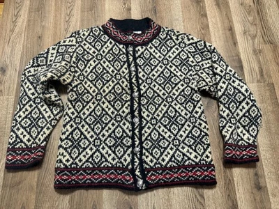 Vintage L.L. Suéter Bean Mujer Talla L Blanco Negro Botón Cárdigan Fair Isle Foto 1 de 4