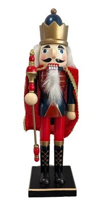 Nussknacker König 34 cm Holzfigur Weihnachtsdeko Handbemalt Traditionell - Bild 1 von 3