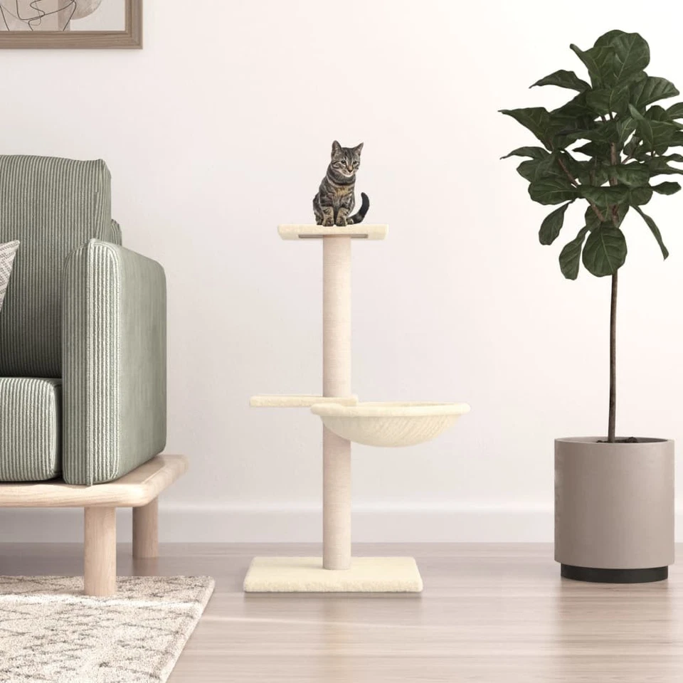 vidaXL Cat Tree 72cm – Cream Cat Tower with Sisal Scratching Posts  - Image 1 of 4