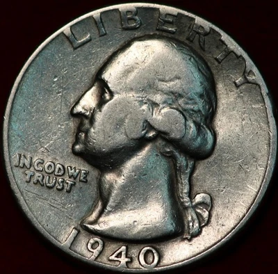 1940 Philadelphia Mint Silver Washington Quarter - Image 1 of 2