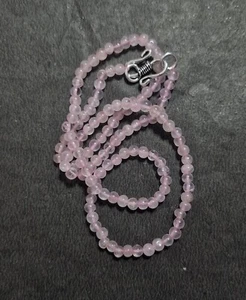 Pink Rose Quartz 5mm Round Smooth Beads 925 Sterling Silver 16" String Necklaces - Picture 1 of 8