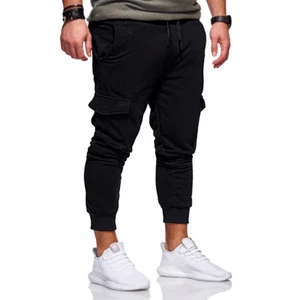 Men's Slim Fit Urban Straight Leg Trousers Casual Pencil Jogger Cargo Pants - Picture 1 of 30