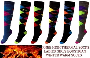 GIRLS EQUESTRIAN SOCKS FOR WINTER LADIES WINTER HORSE RIDING BOOTS SOCKS THERMAL - Picture 1 of 9
