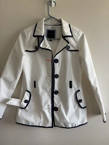 Tommy Hilfiger junior white trench coat blue trim - Picture 1 of 13