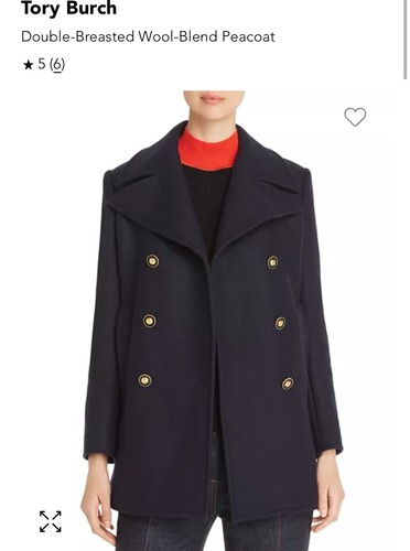 Tory Burch Pavone Doppiopetto Misto Lana Blu Navy Taglia 6
