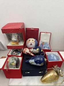 Lot of  11 Vintage Glass Ornaments Hand  Painted  - Picture 1 of 19