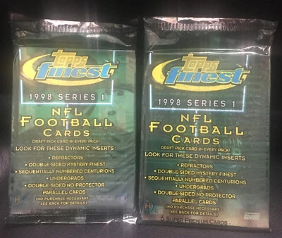1998 Topps Finest Series 1 NFL Football  Sealed Hobby Pack Lot (2) Free Ship - Image 1 of 3
