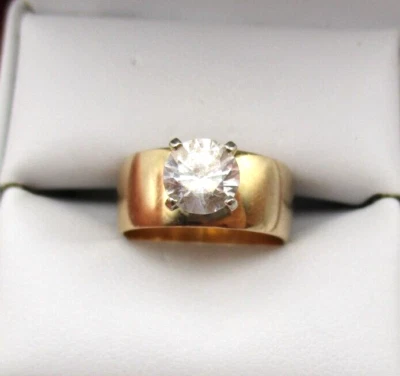 Помолвочное кольцо из желтого золота 14 карат с одним кварцем размер 4,75–5 [R319] - Изображение 1 из 4