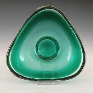 Whitefriars #9516 Green Cased Glass Three Sided Bowl
