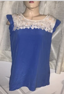 NWOT KATE SPADE NEW YORK BLUE AND WHITE EMBROIDERY TOP SIZE 4 - Picture 1 of 8