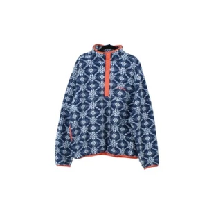 LL Bean Unisex Classic Fleece Pullover Nautical Navy Fair Isle Mens M Womens L - Picture 1 of 9