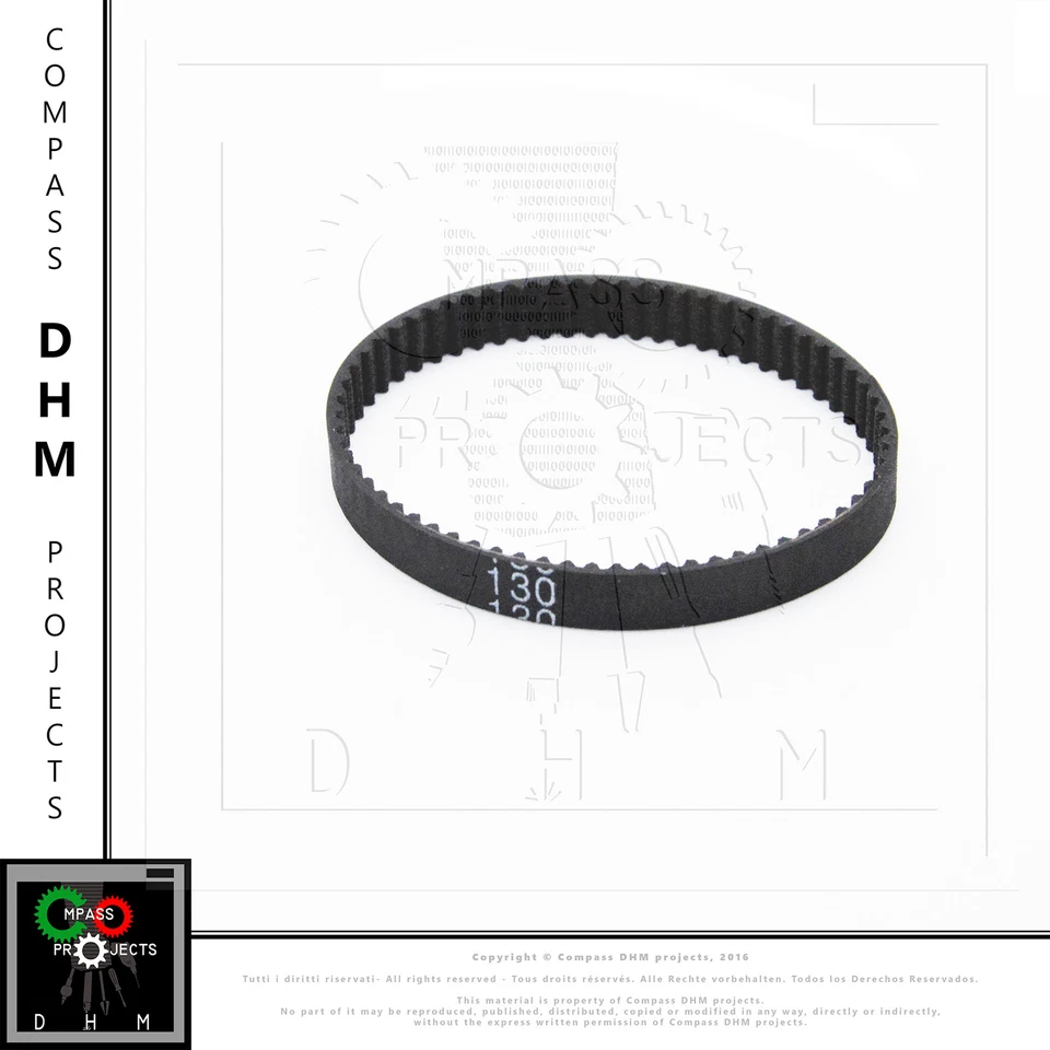 Cinghia di distribuzione sincrona GT2 passo 2 mm H6 mm 65 denti 130 mm neoprene