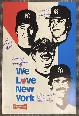 Reggie Jackson Signed Poster 18x28 Budweiser Guidry Dent Lou Piniella Auto JSA - Image 1 of 4