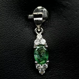 Shola Auténtico Natural Verde Esmeralda Colgante Plata Esterilina N319 - Imagen 1 de 2